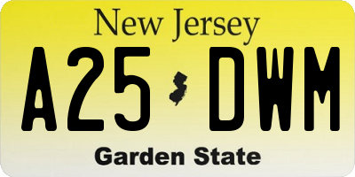 NJ license plate A25DWM