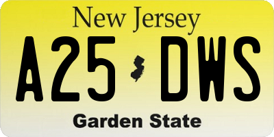 NJ license plate A25DWS