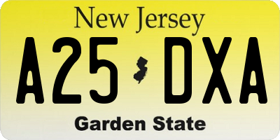 NJ license plate A25DXA
