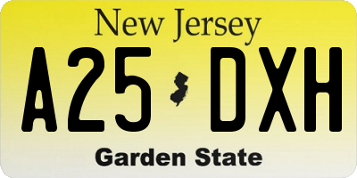 NJ license plate A25DXH