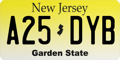 NJ license plate A25DYB