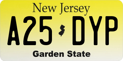 NJ license plate A25DYP