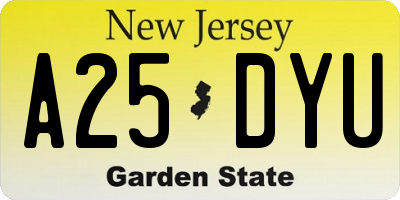 NJ license plate A25DYU