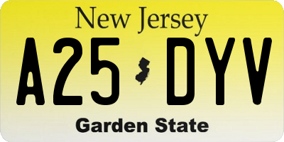 NJ license plate A25DYV