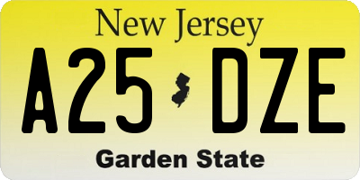 NJ license plate A25DZE