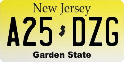 NJ license plate A25DZG