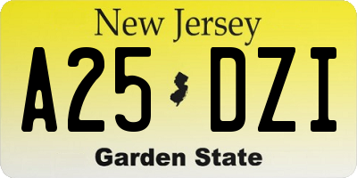NJ license plate A25DZI