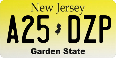 NJ license plate A25DZP