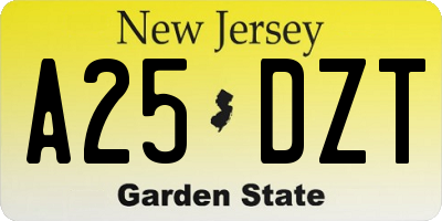 NJ license plate A25DZT