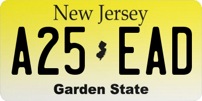 NJ license plate A25EAD