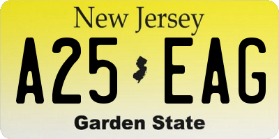 NJ license plate A25EAG
