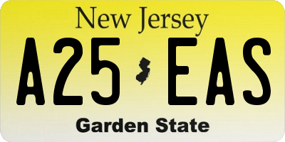 NJ license plate A25EAS