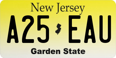 NJ license plate A25EAU