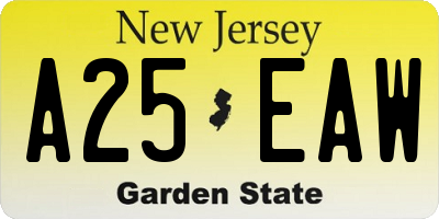 NJ license plate A25EAW