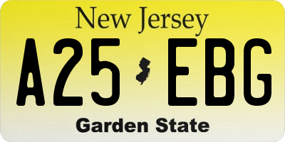 NJ license plate A25EBG