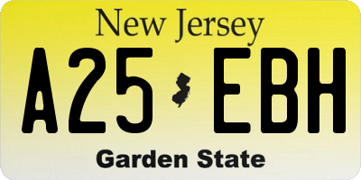 NJ license plate A25EBH