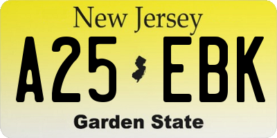 NJ license plate A25EBK