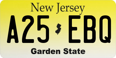 NJ license plate A25EBQ