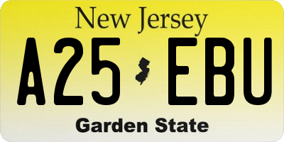 NJ license plate A25EBU