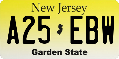 NJ license plate A25EBW