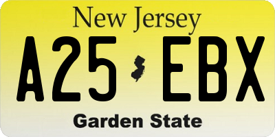 NJ license plate A25EBX