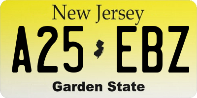 NJ license plate A25EBZ