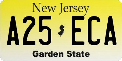NJ license plate A25ECA