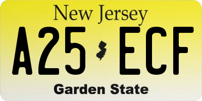 NJ license plate A25ECF