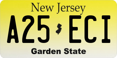 NJ license plate A25ECI