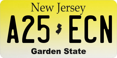 NJ license plate A25ECN