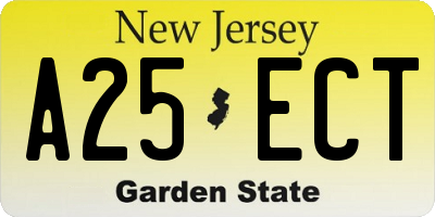 NJ license plate A25ECT