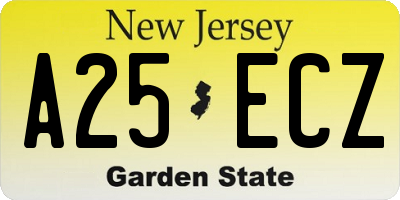 NJ license plate A25ECZ