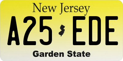 NJ license plate A25EDE