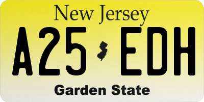 NJ license plate A25EDH