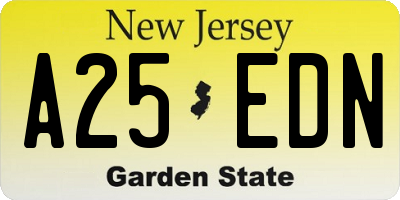 NJ license plate A25EDN