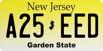 NJ license plate A25EED