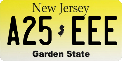 NJ license plate A25EEE