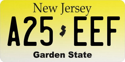 NJ license plate A25EEF