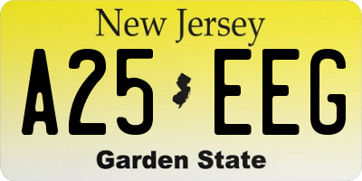 NJ license plate A25EEG