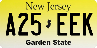 NJ license plate A25EEK