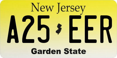 NJ license plate A25EER