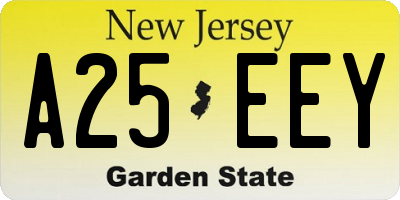 NJ license plate A25EEY