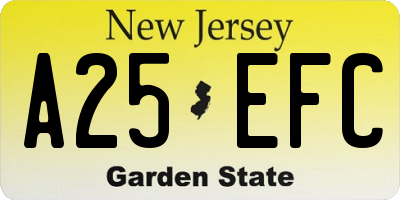 NJ license plate A25EFC