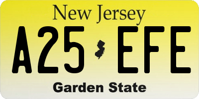 NJ license plate A25EFE