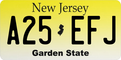 NJ license plate A25EFJ