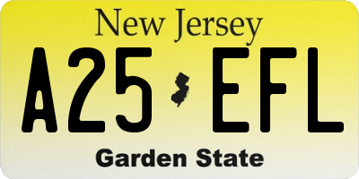 NJ license plate A25EFL