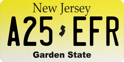 NJ license plate A25EFR