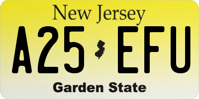 NJ license plate A25EFU
