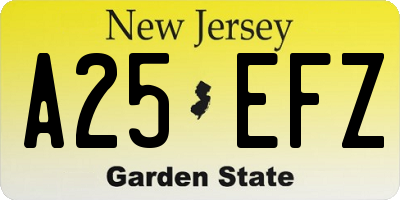 NJ license plate A25EFZ