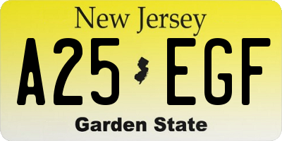 NJ license plate A25EGF